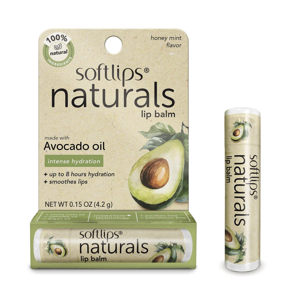 SoftLips Naturel à l'huile d'avocat, pack de 3, hydratation longue durée jusqu'à 8 heures.
