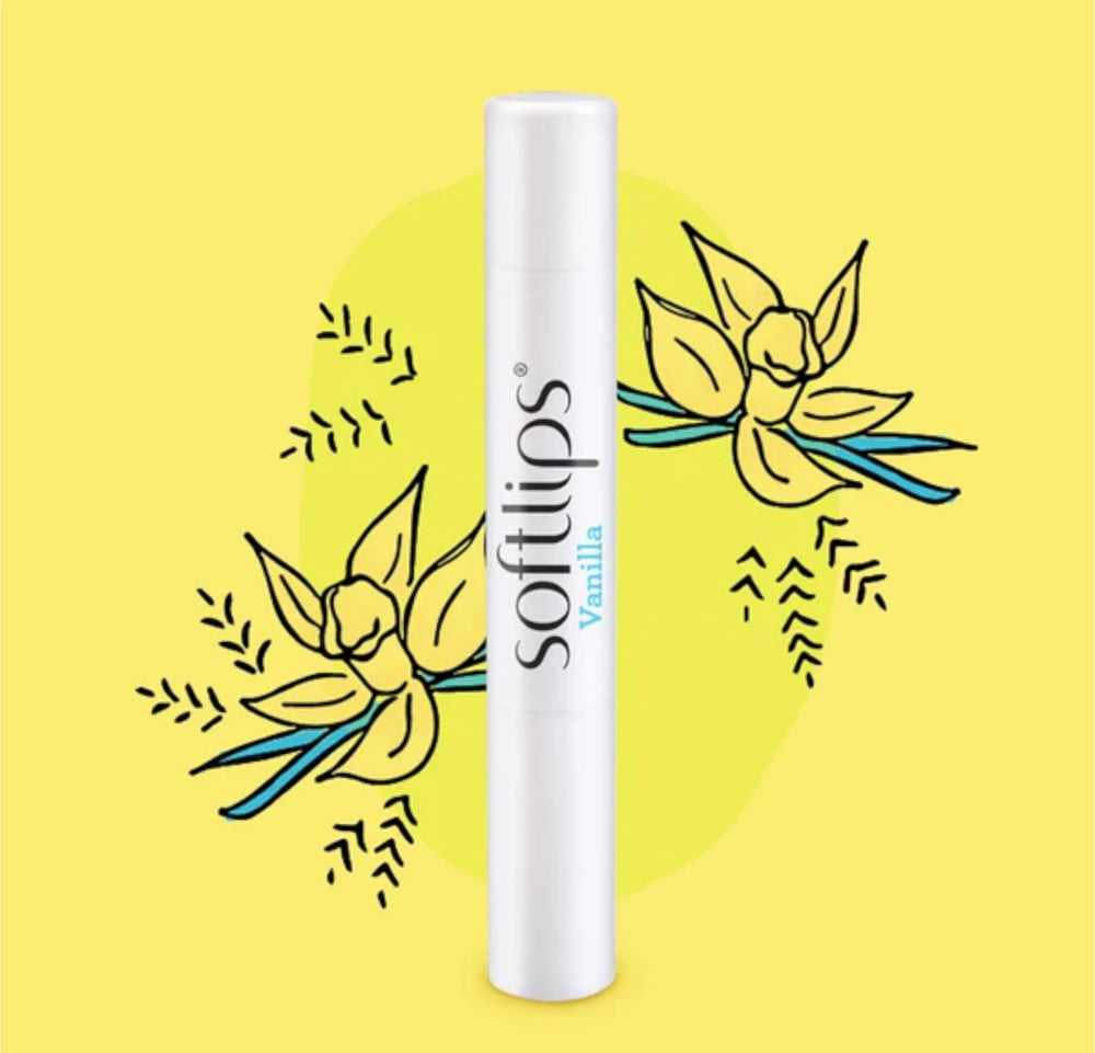 SoftLips Vanilla lip balm close-up showing creamy texture
