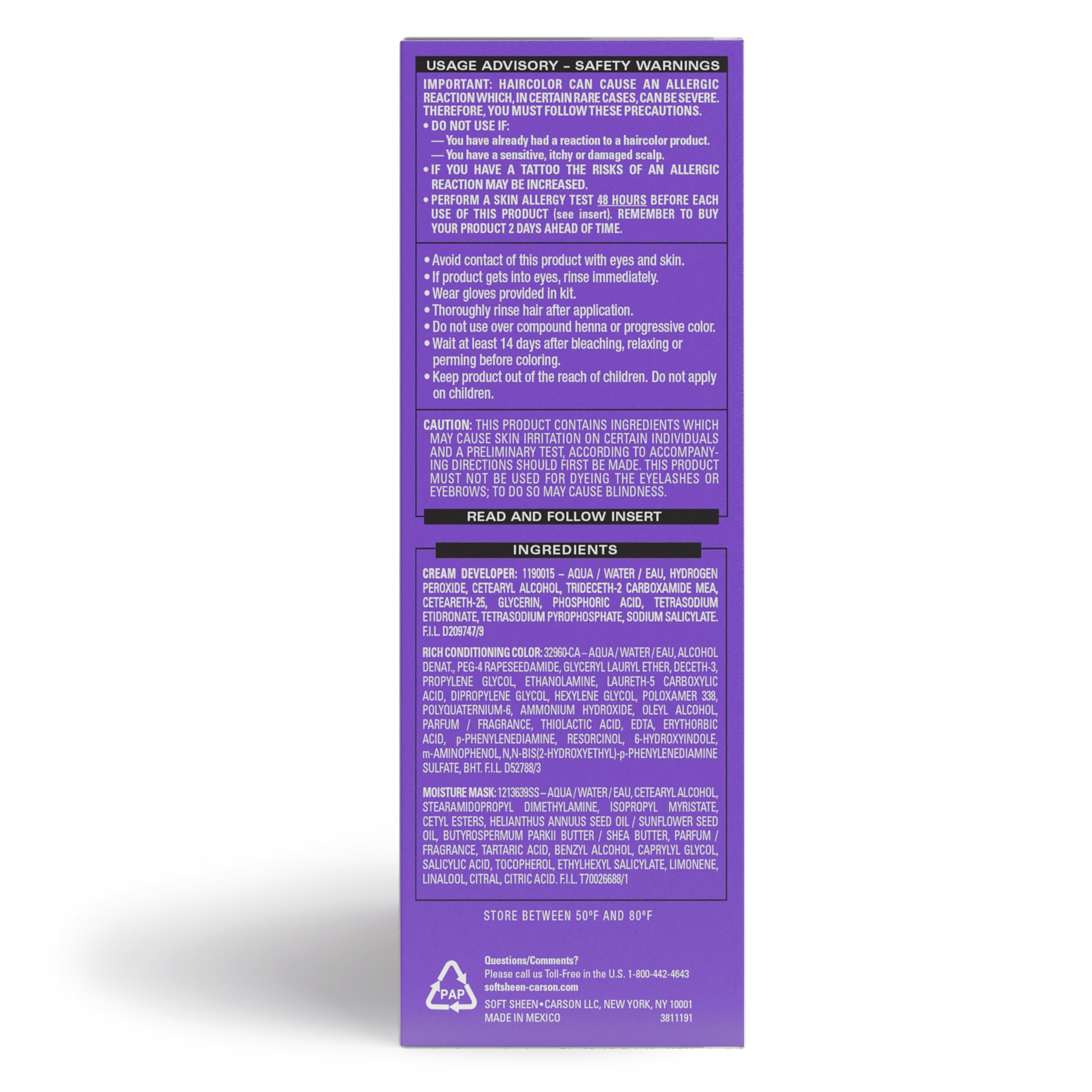 SoftSheen Dark and Lovely, emballage pratique et informations claires.