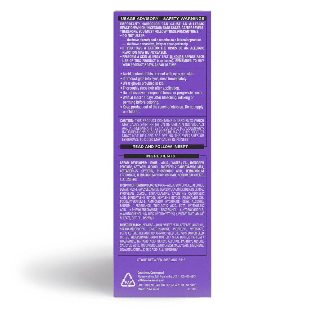 SoftSheen Dark and Lovely, emballage pratique et informations claires.