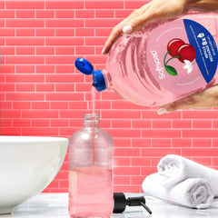 Étiquette Softsoap sans parabènes et pH équilibré.