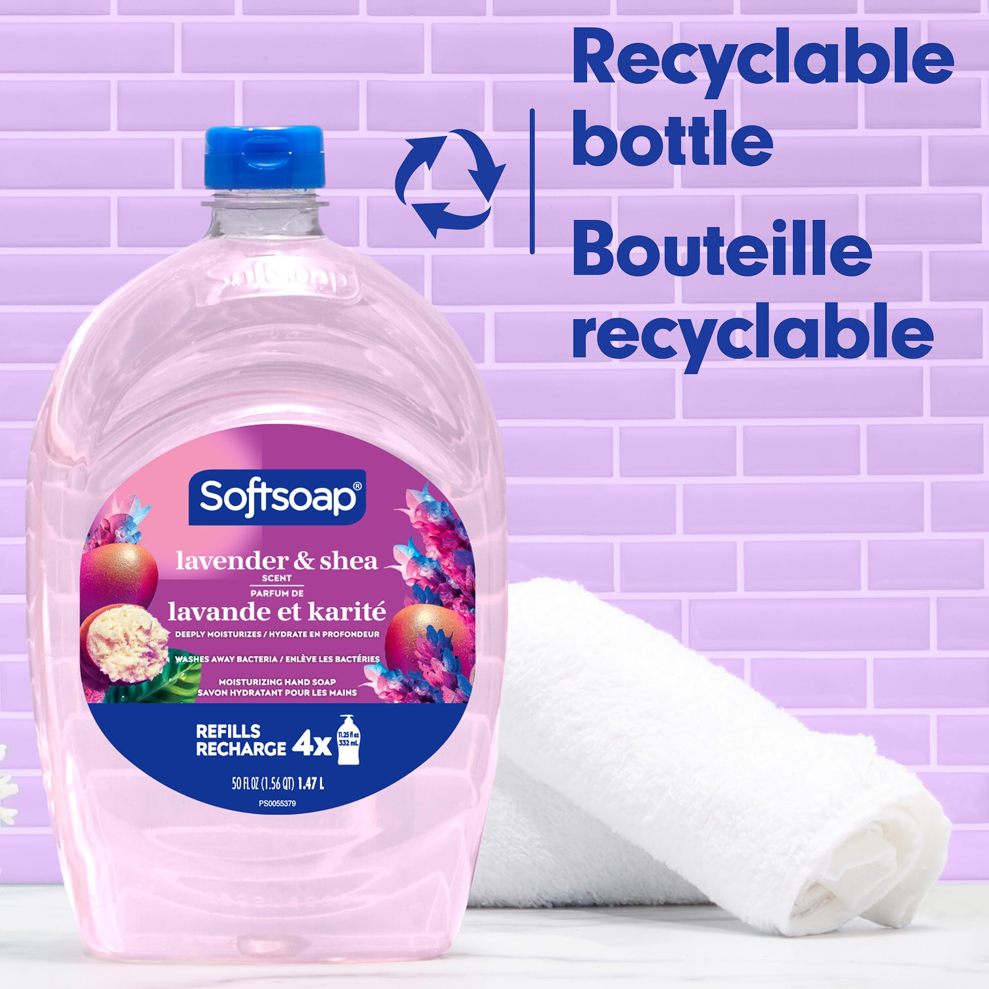 Softsoap bottle at the bathroom sink ready for quick cleansing.