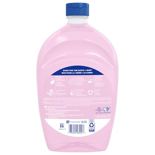 Softsoap refill bottle on the counter signals easy refilling for daily use.