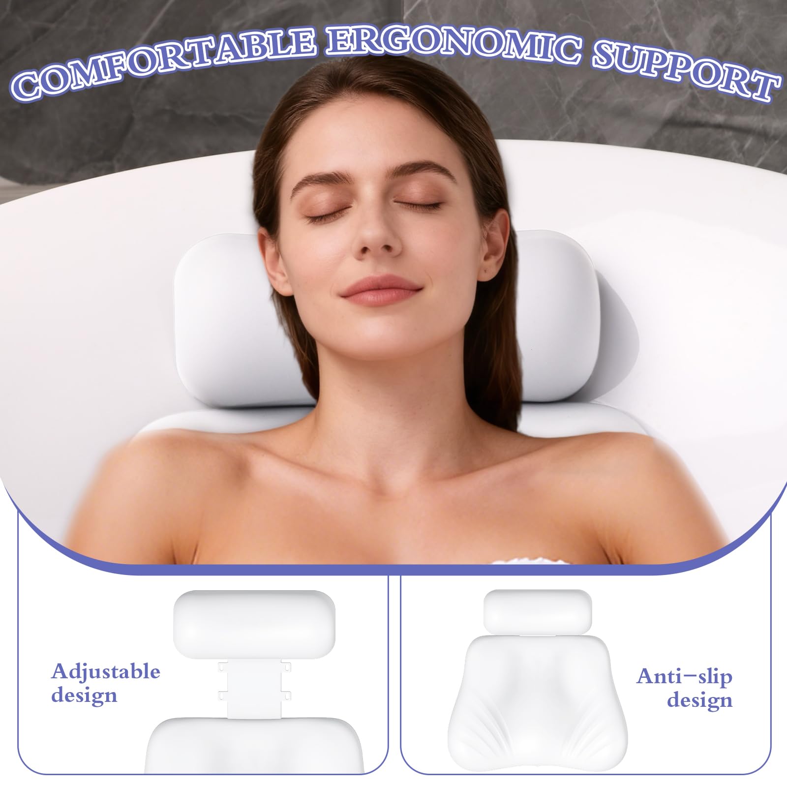 Oreiller de bain SOGUELIN, lavable et facile à nettoyer.