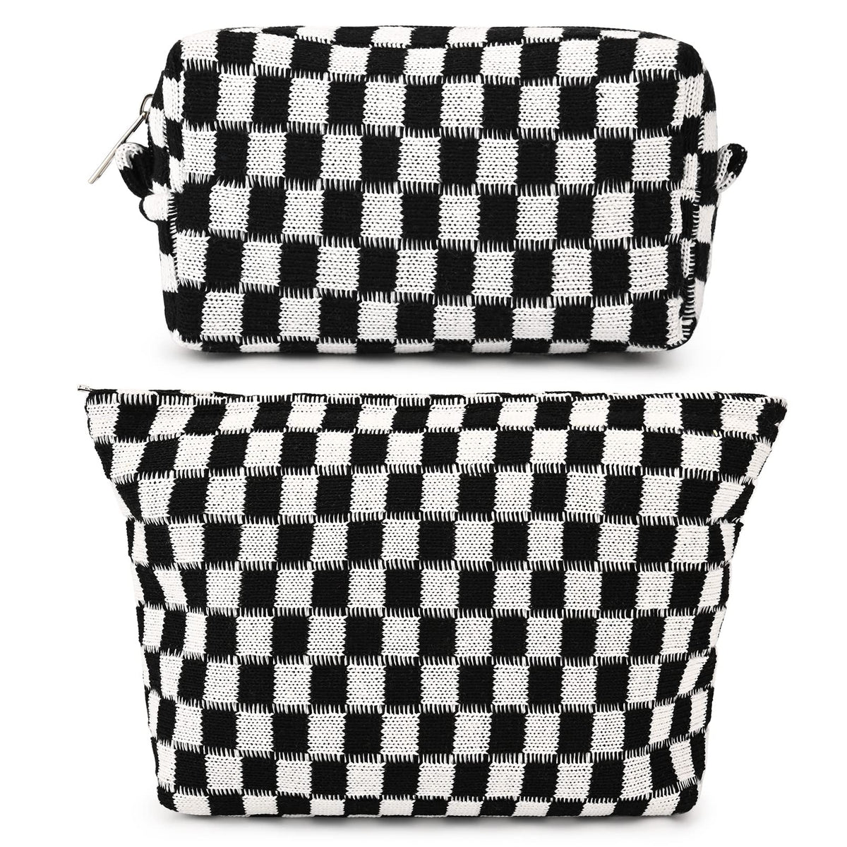 SOIDRAM sac maquillage carreaux, grande capacité idéale pour ranger palettes et pinceaux en voyage.