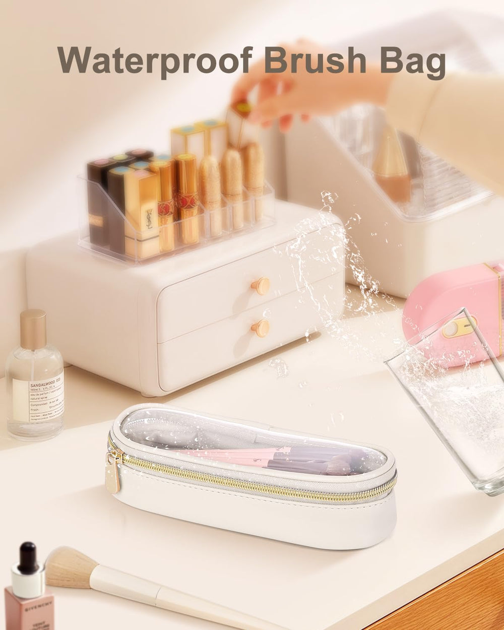 Soimeat accessoire pinceaux maquillage transparent pour voyage, protège et organise votre trousse beauté.