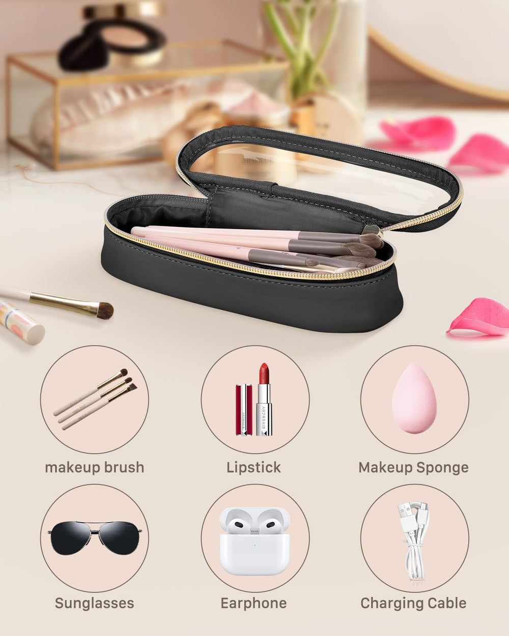 Soimeat sac maquillage pinceaux cuir voyage, protège vos outils tout en restant élégant.