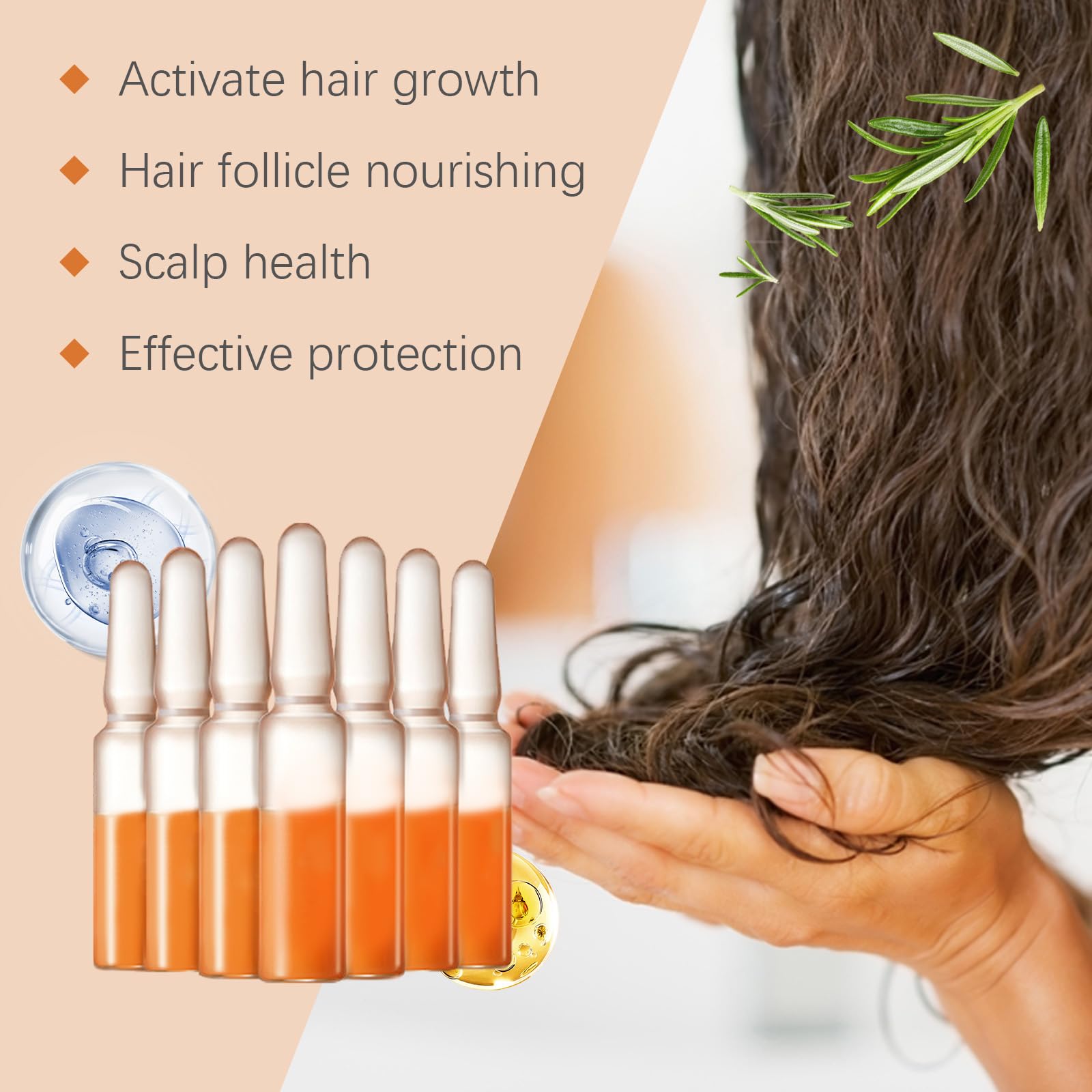 Ampoules Croissance Cheveux Curcuma: soin nourrissant du cuir chevelu.