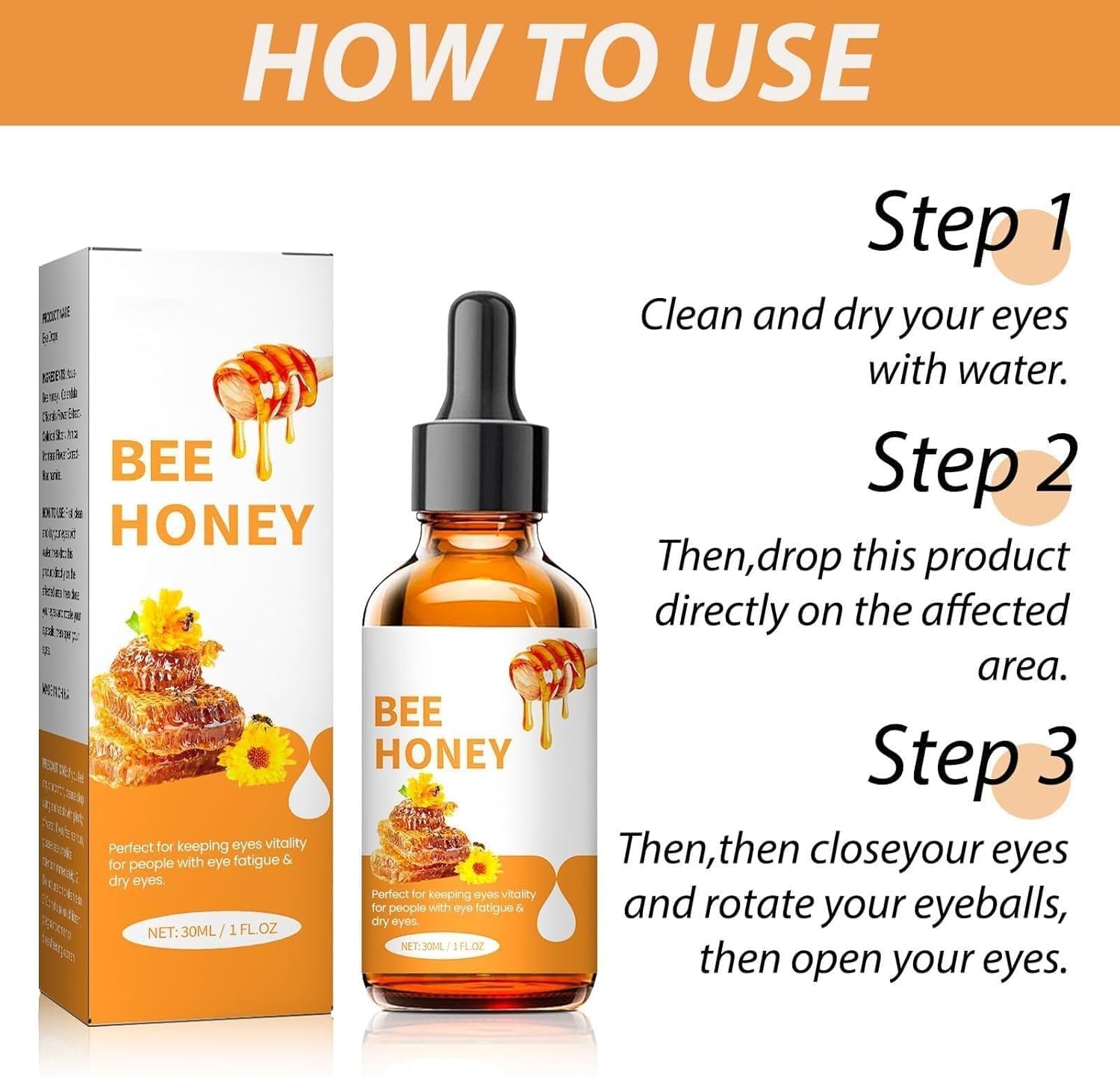 Soins des yeux au miel: applicateur doux pour une utilisation quotidienne.
