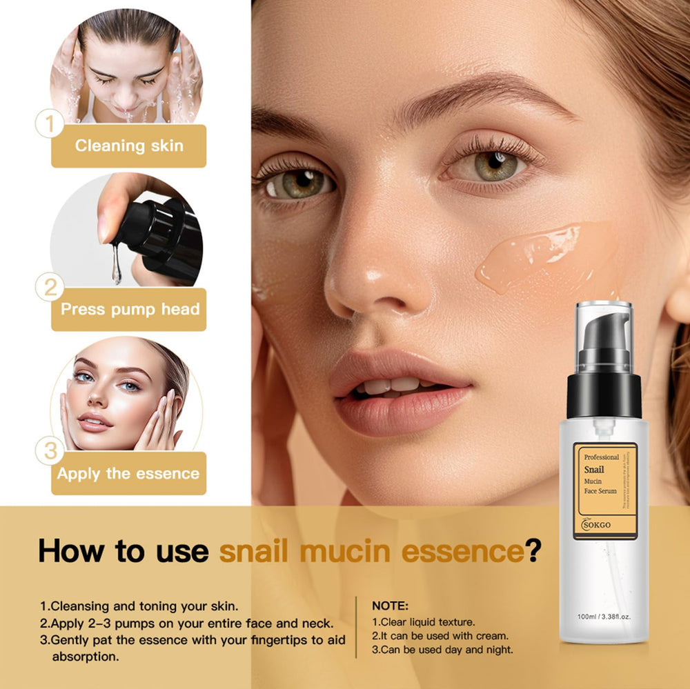 Sokgo Sérum mucine escargot, présence d’acide hyaluronique pour une hydratation durable.