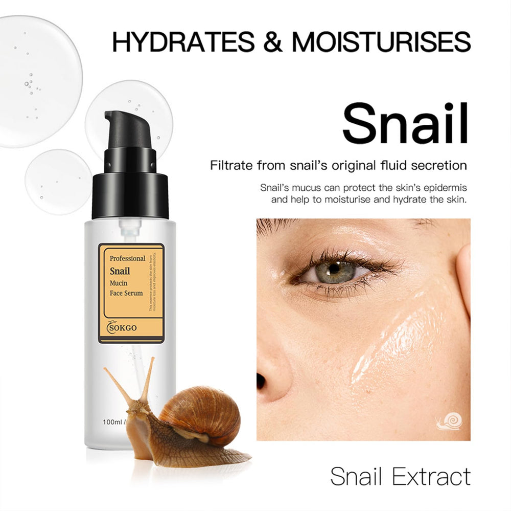 Sokgo Sérum mucine escargot, étiquette sobre facilitant l’utilisation quotidienne.