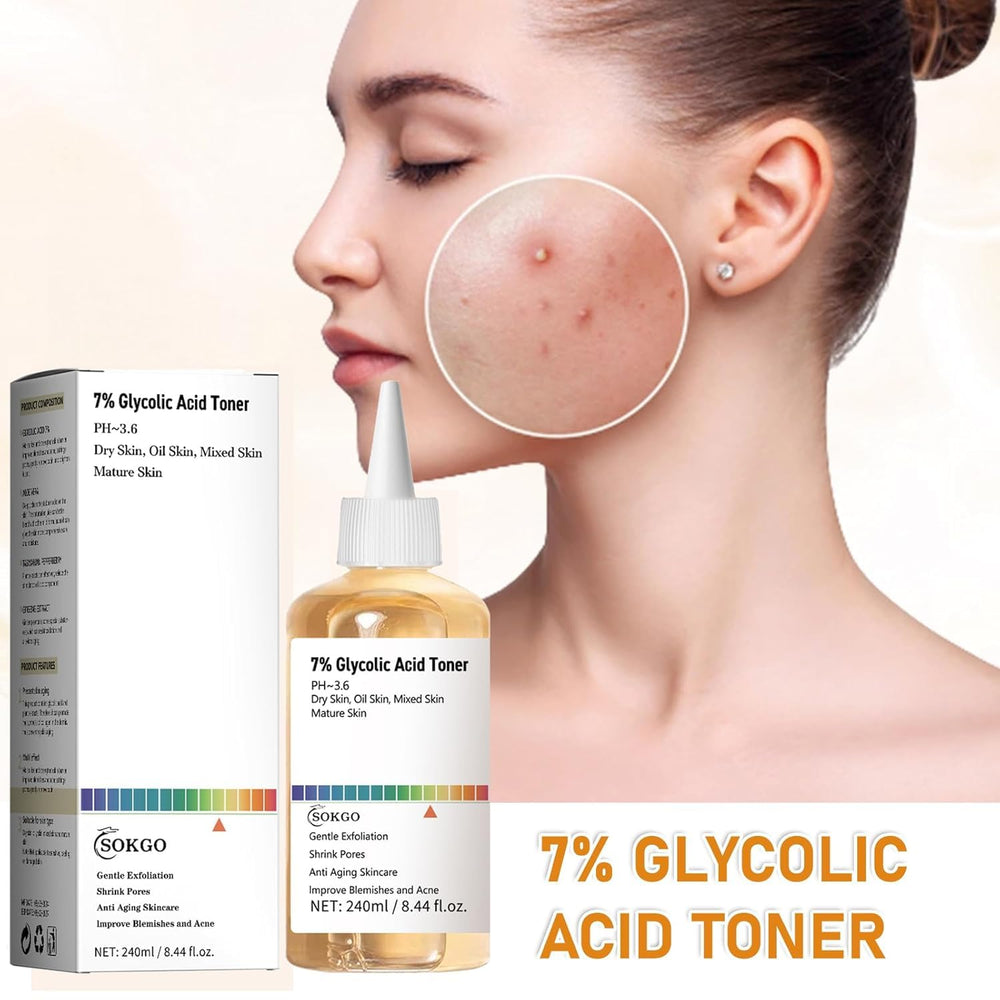 Sokgo tonique glycolique 7% – apaise et hydrate en profondeur la peau.