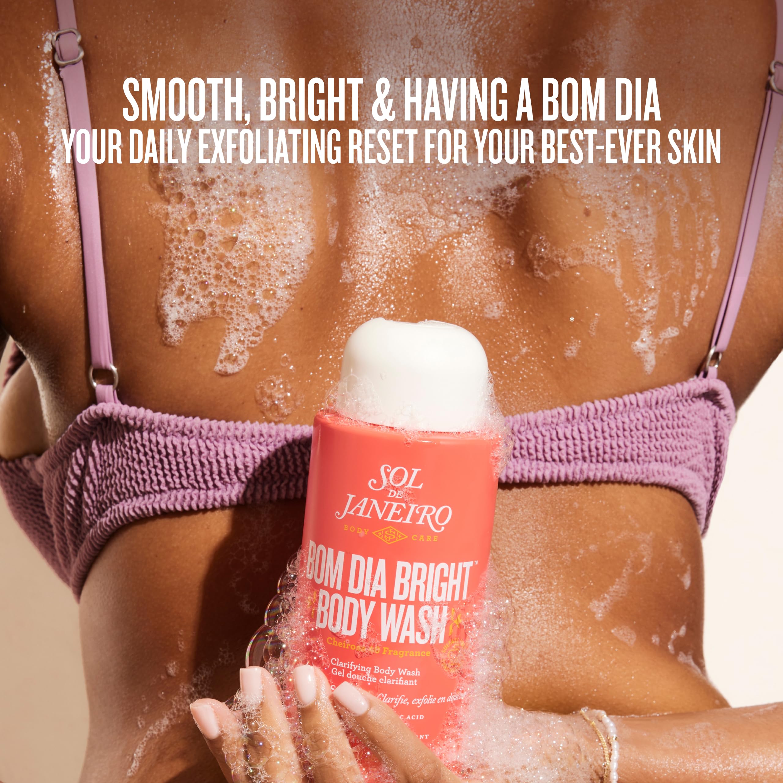 Gel douche Bom Dia Bright sans sulfate pour peau douce.