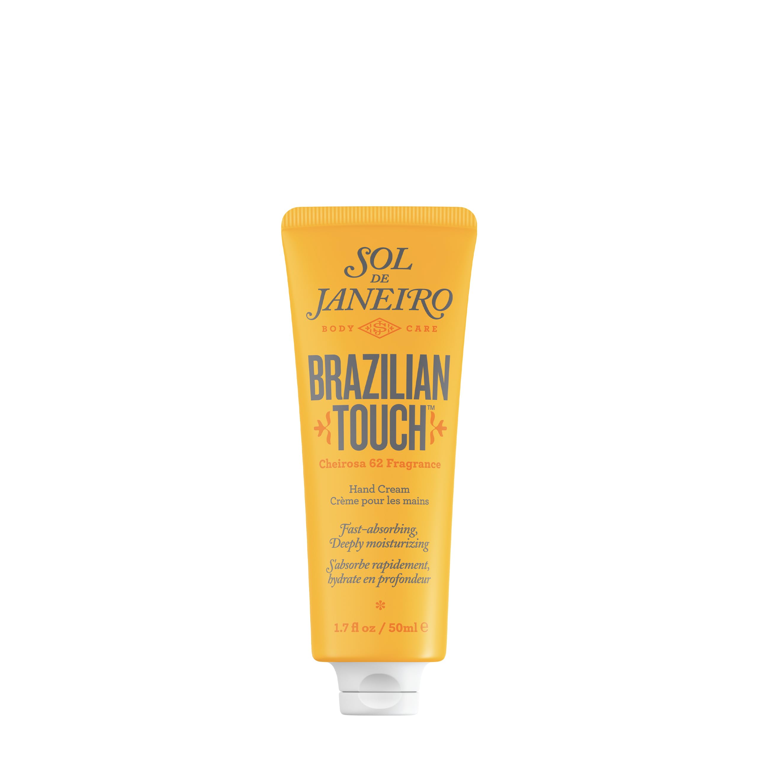 Crème mains Sol de Janeiro dans le flacon, hydratation rapide.