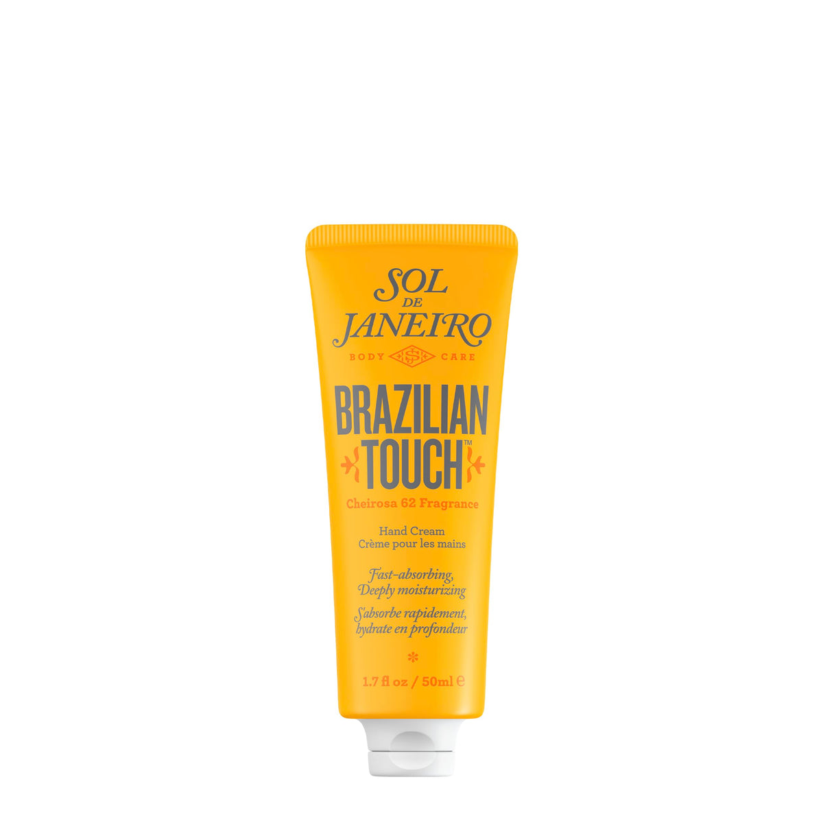 Crème mains Sol de Janeiro dans le flacon, hydratation rapide.