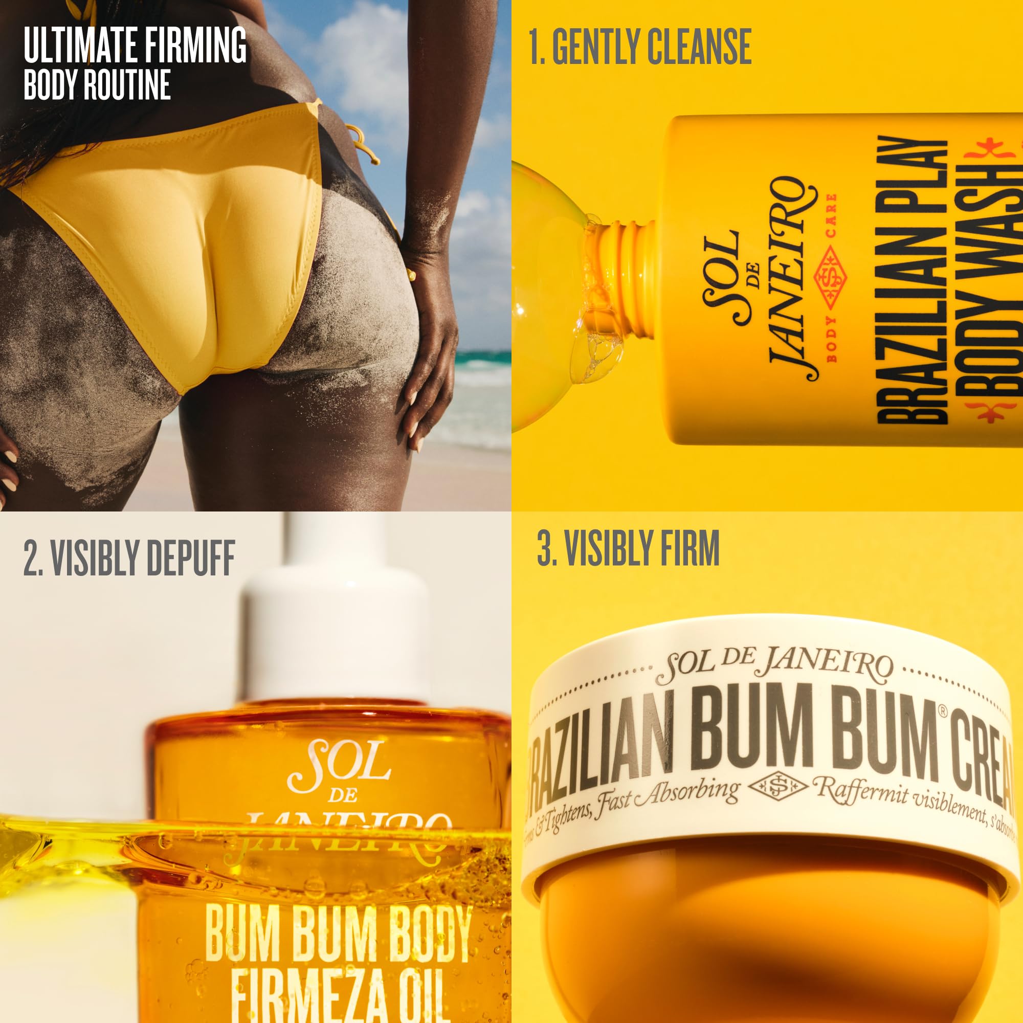 Sol de Janeiro Bum Bum Firmeza : étiquette guaraná et caféine.