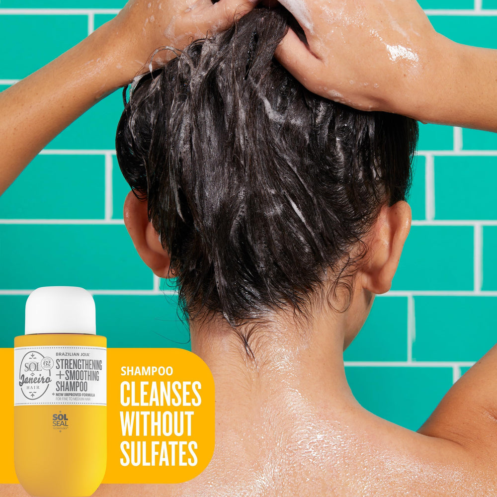Sol de Janeiro mini après-shampooing—réduction des frisottis et douceur durable.
