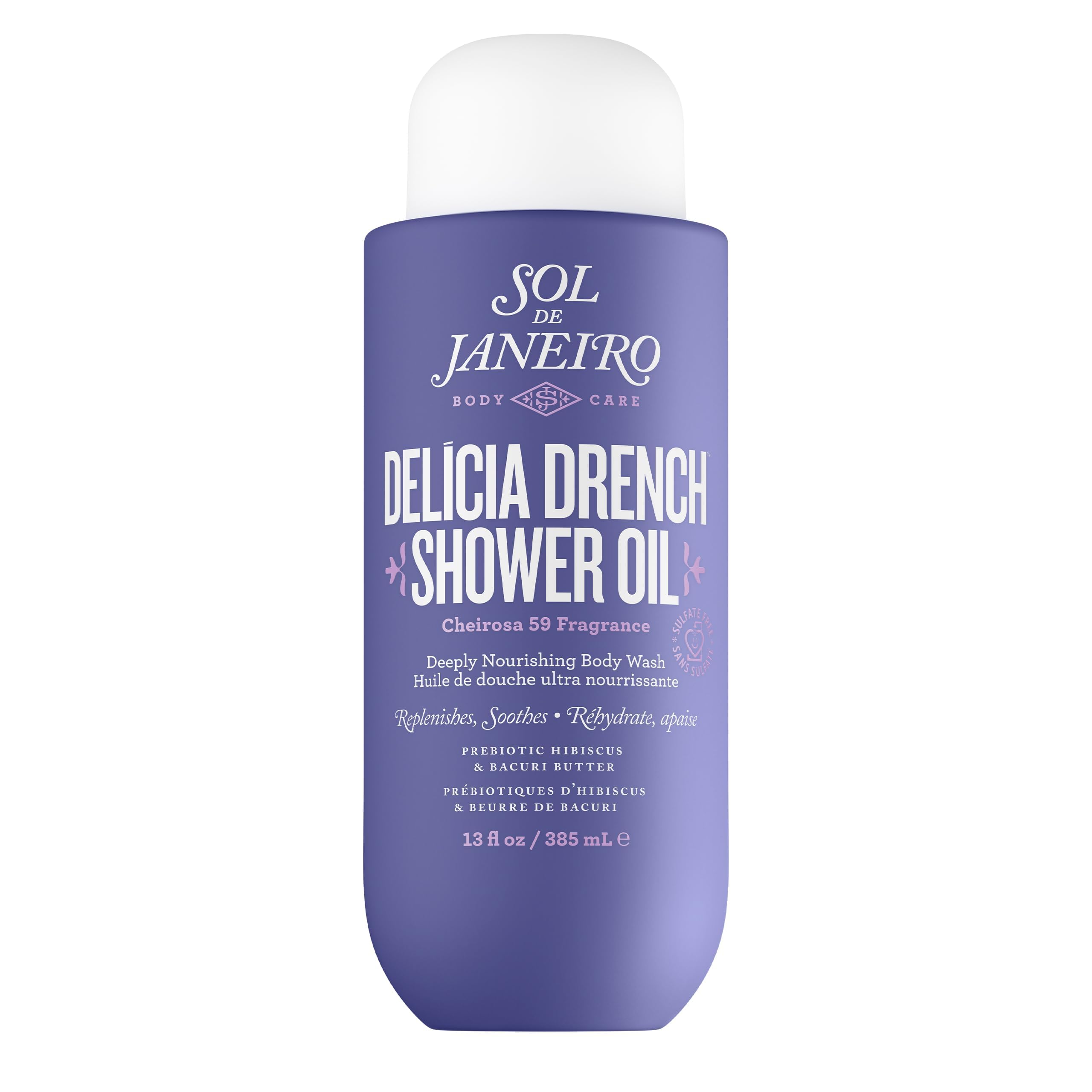 Sol de Janeiro Delicia Drench: huile-douche, texture qui se transforme en lait pour nourrir la peau.