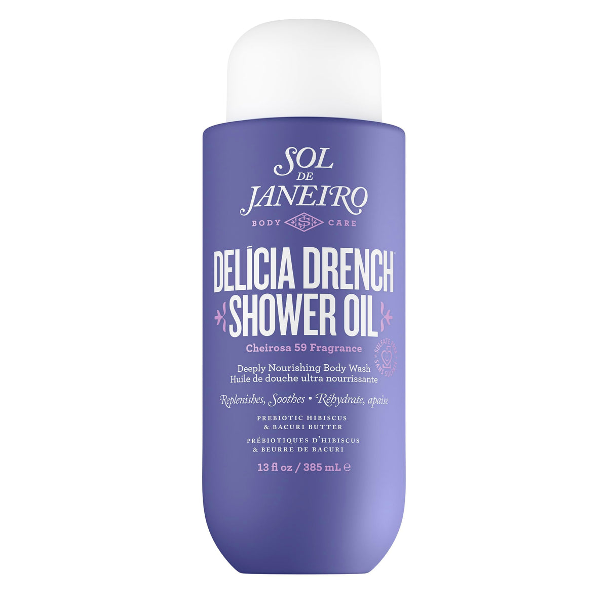 Sol de Janeiro Delicia Drench: huile-douche, texture qui se transforme en lait pour nourrir la peau.