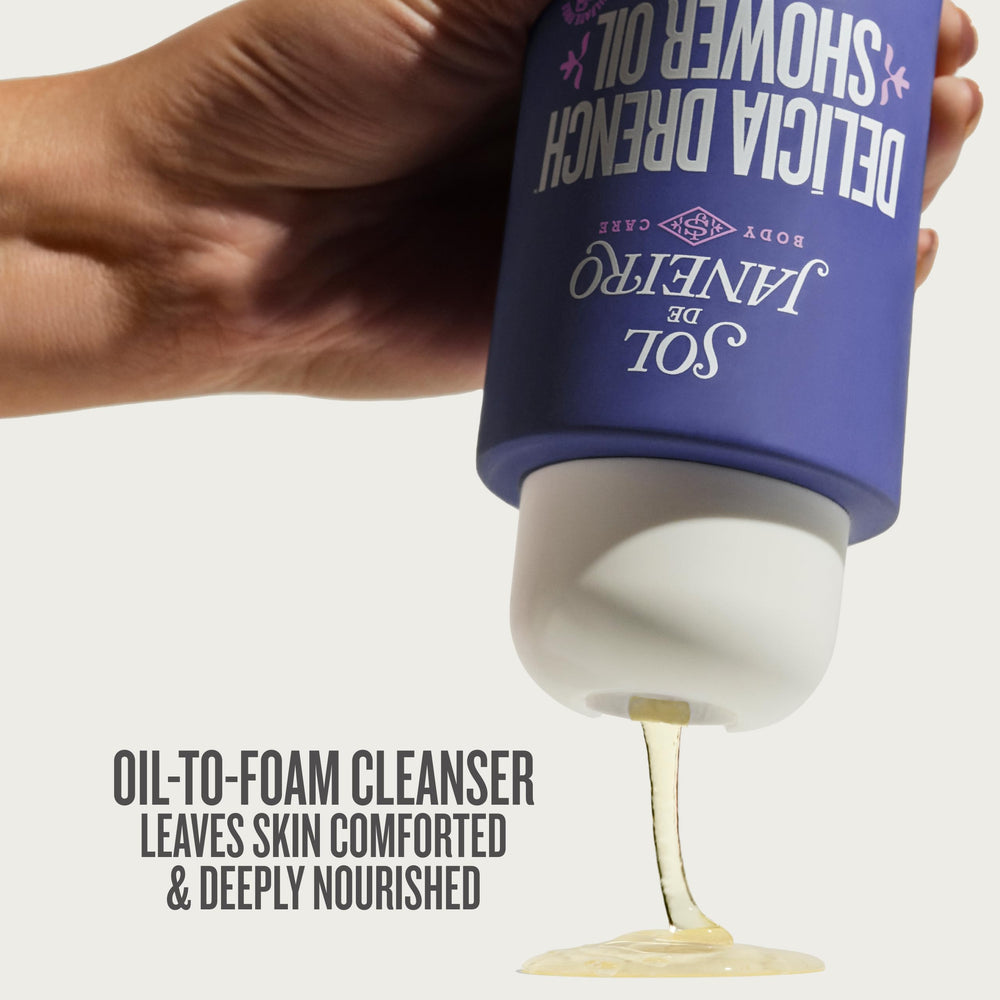 Sol de Janeiro Delicia Drench: transformation huile en lait, douceur et hydratation à chaque douche.