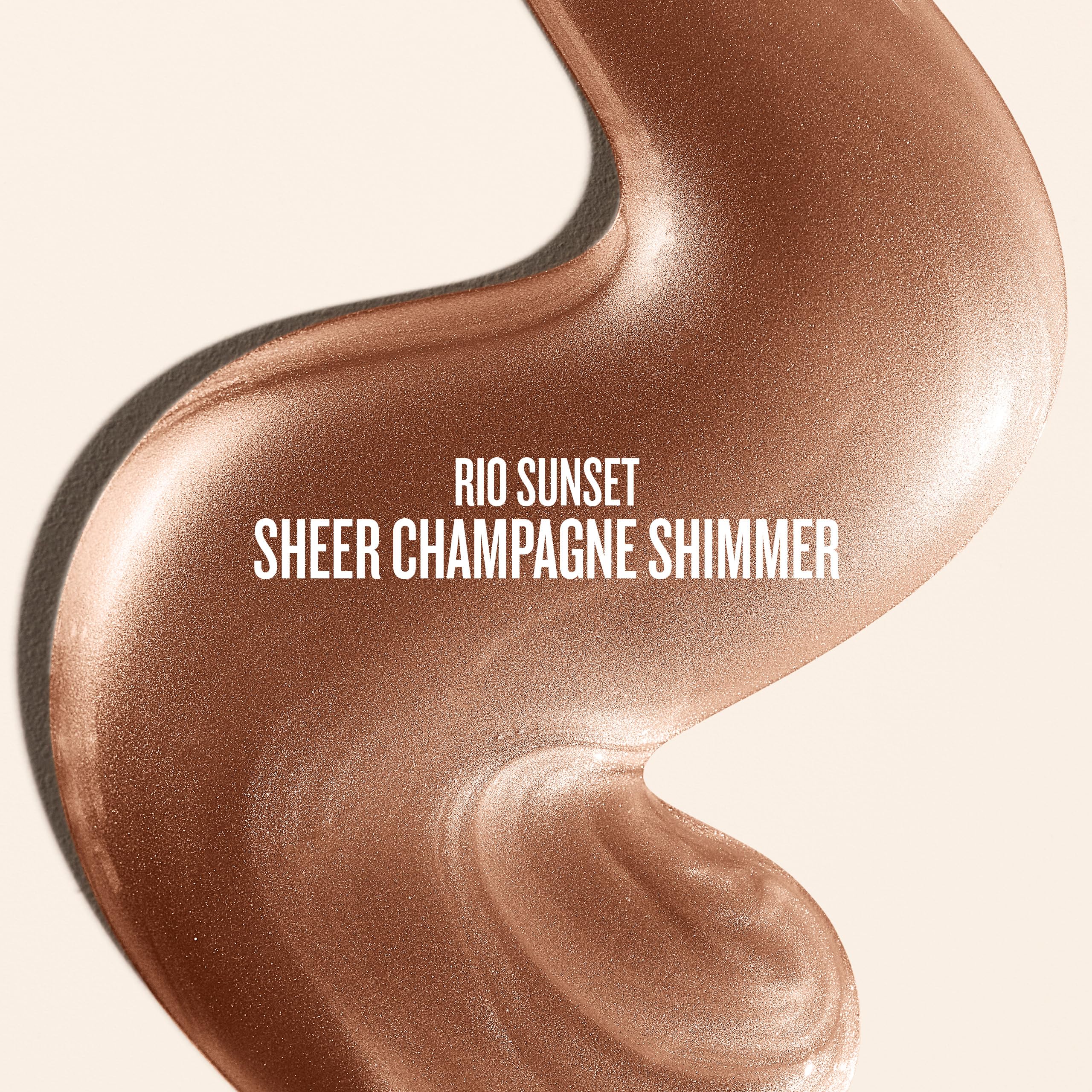 Goutte d'huile Rio Sunset Glow Oil sur peau, fini lumineux.
