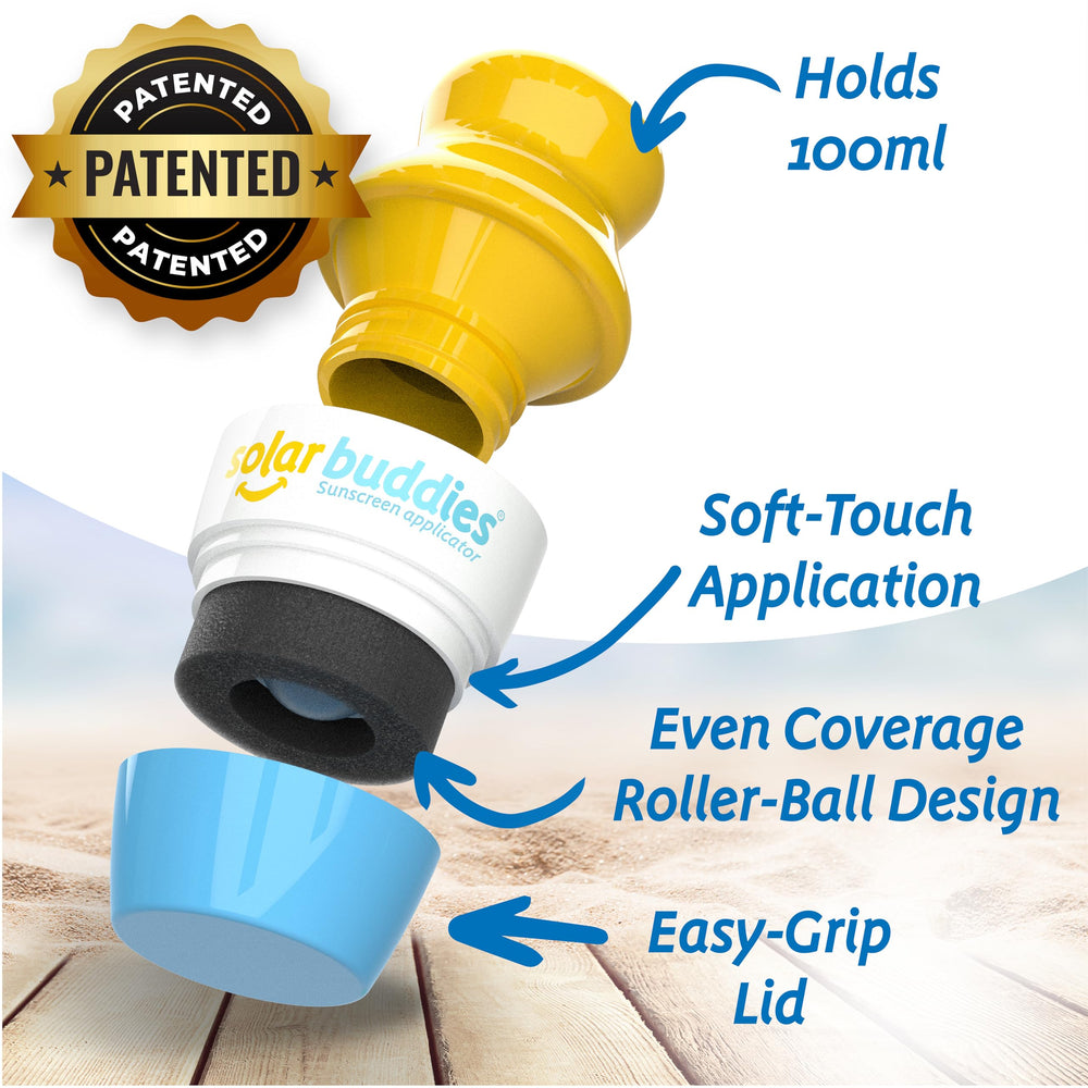 Rouleau solaire bleu Solar Buddies offrant une application homogène.