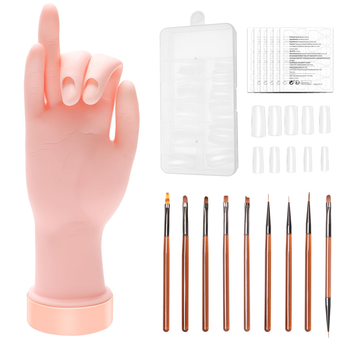 Main pratique Solaradgy pour ongles acryliques, entraînement précis et réaliste.
