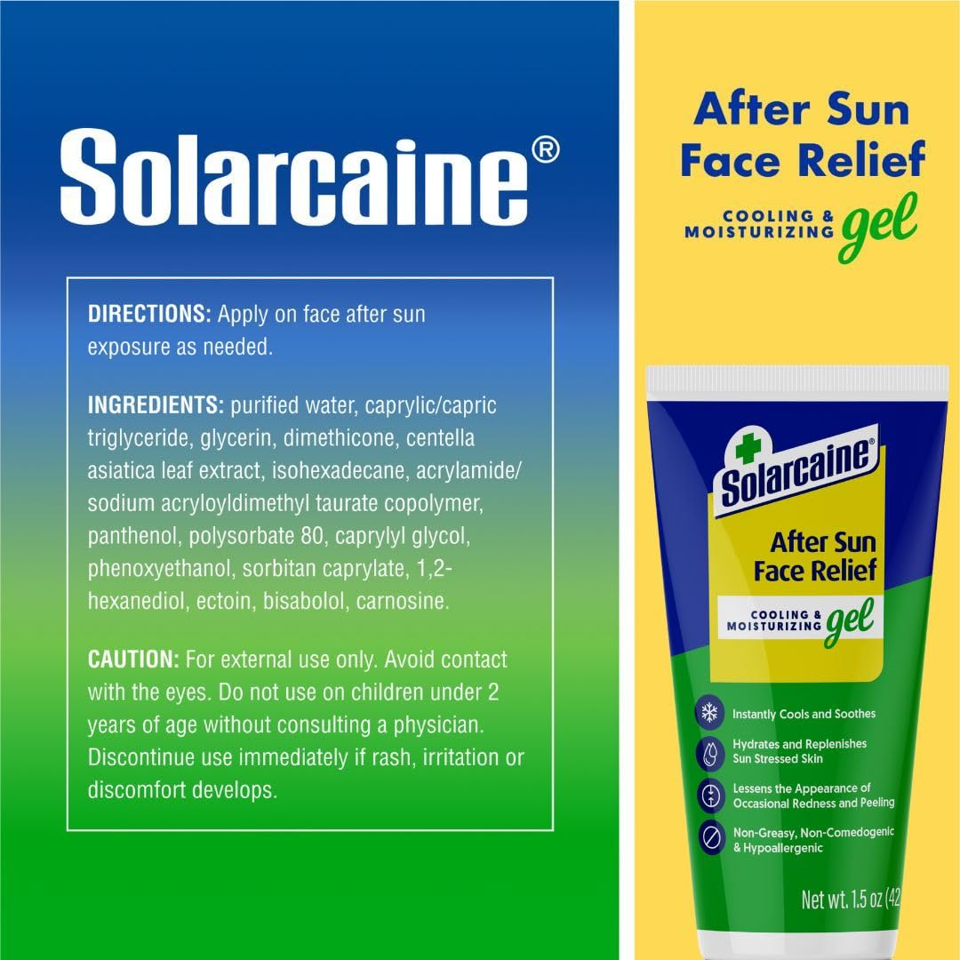 Solarcaine gel-apres-soleil-visage-relief-immediat procure fraîcheur ciblée après soleil.