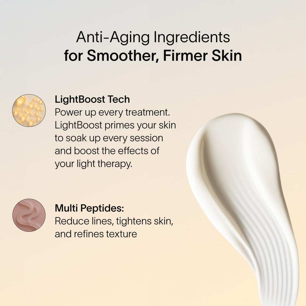 Sérum LightBoost compatible avec masque rouge pour résultats synergiques.