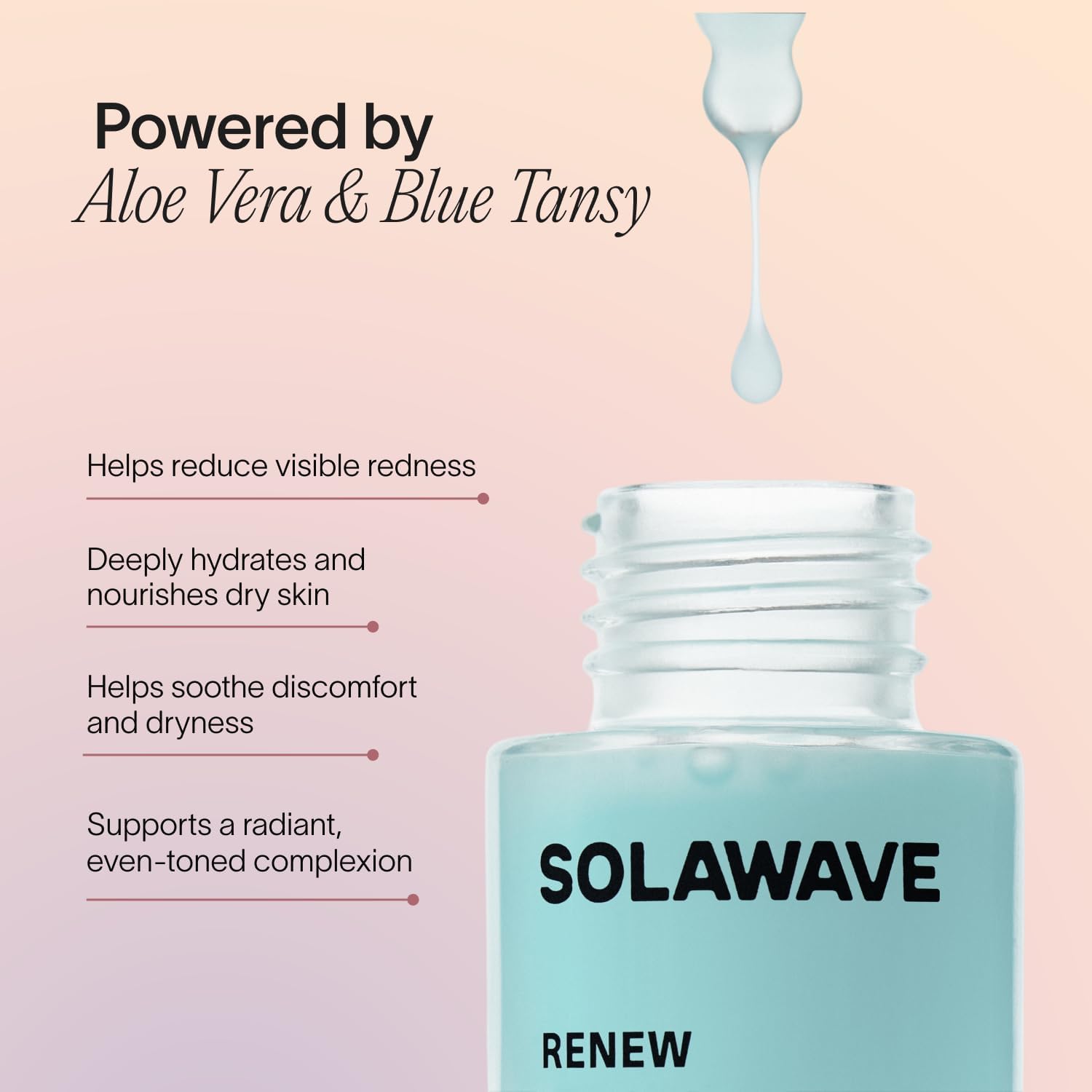 Solawave Renew Complex: emballage sans parfum pour peau sensible.