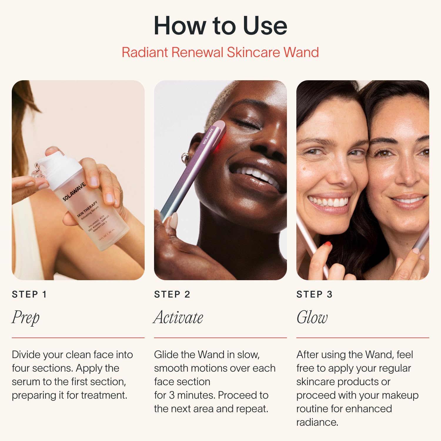 Solawave Sérum Activateur testé dermatologiquement pour peau sensible.