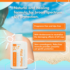 Texture crème riche de Solbar Fifty sur peau parfaitement hydratée