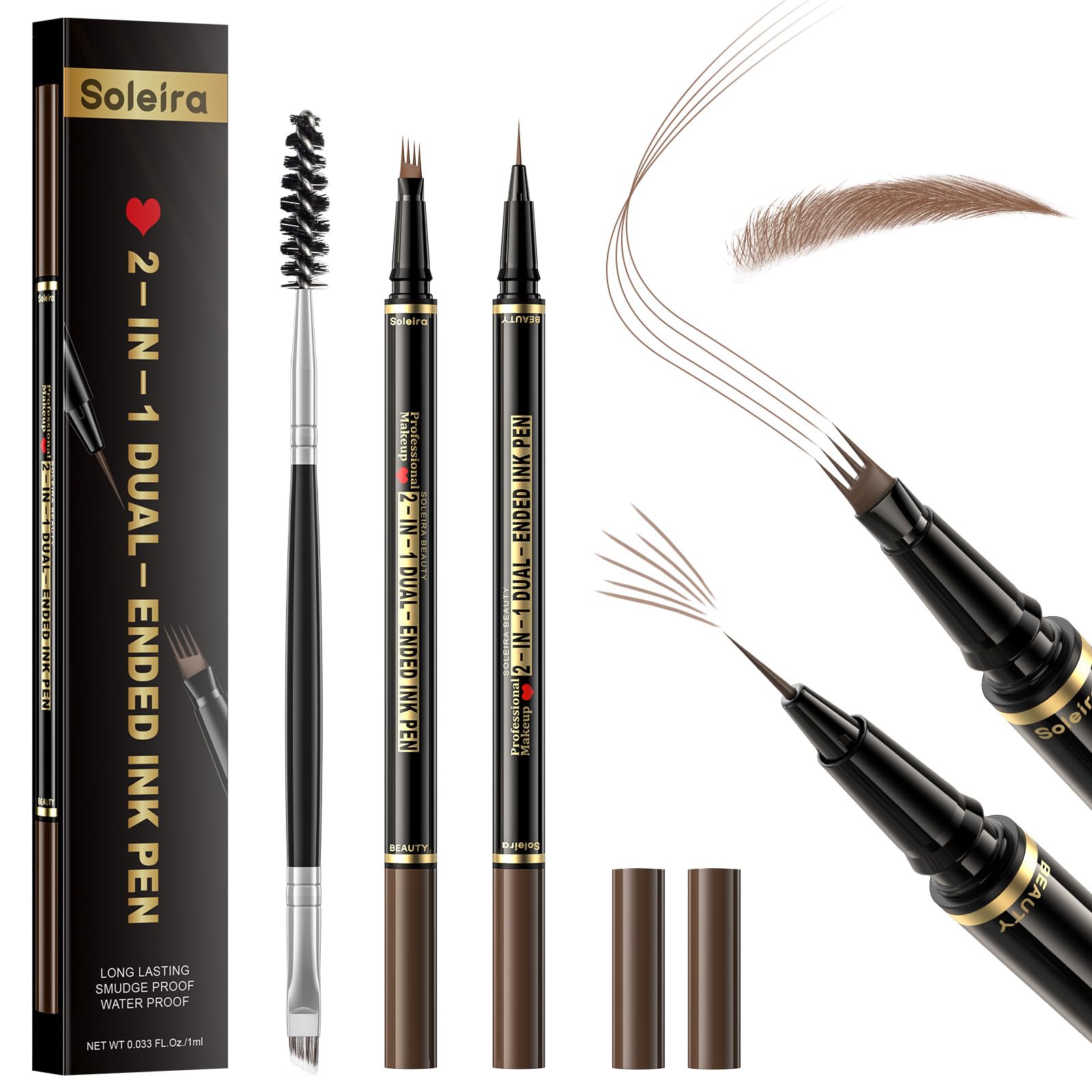 Soleira Sourcil - stylo 4-pointes pour des poils réalistes et naturels.