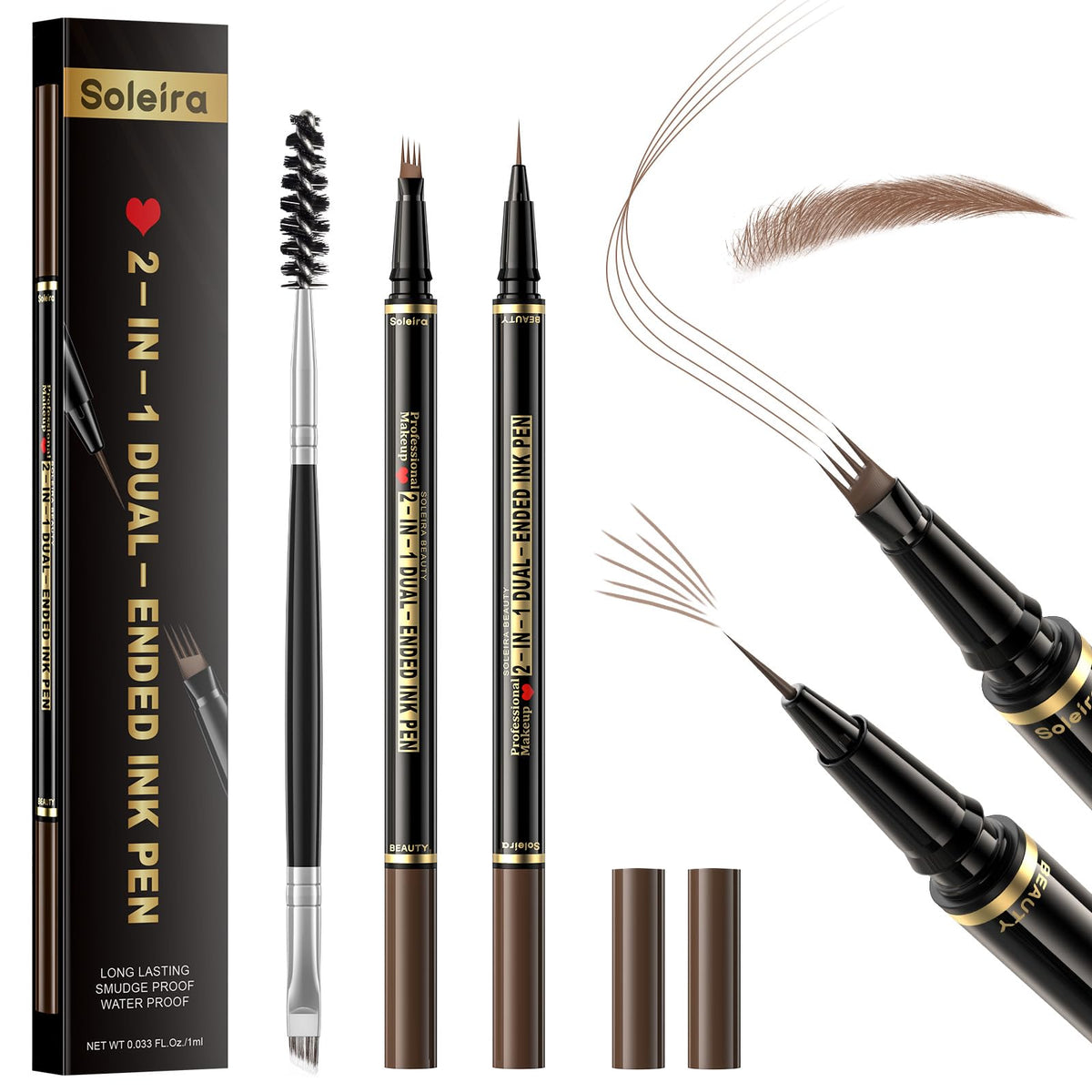 Soleira Sourcil - stylo 4-pointes pour des poils réalistes et naturels.