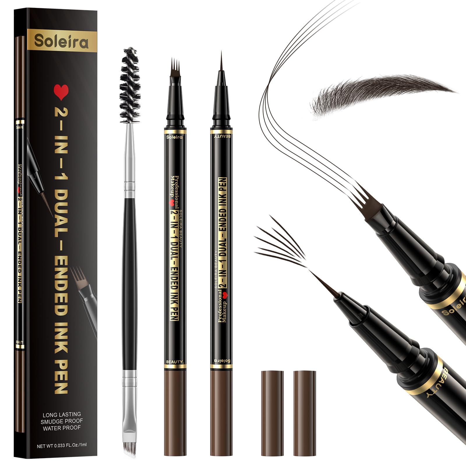 Soleira sourcils stylo quatre-point microblading imitant poils pour un look naturel.