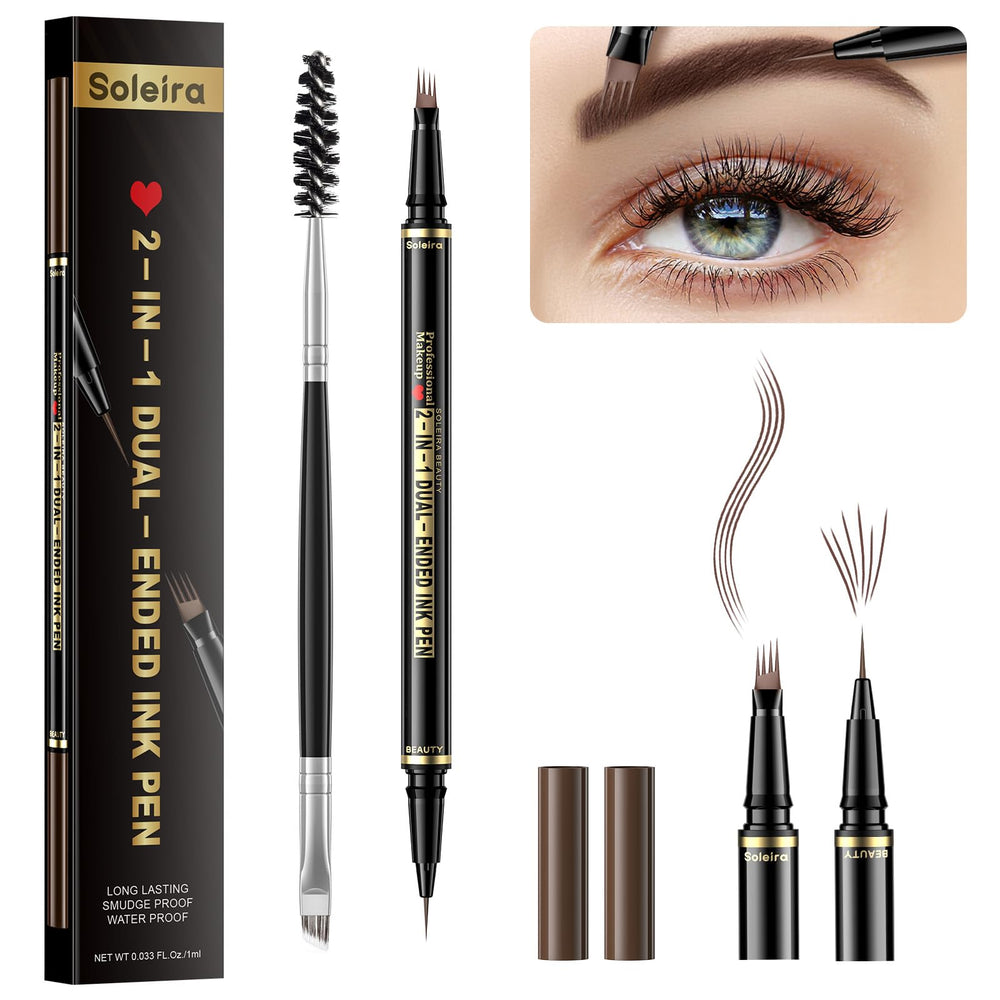Soleira stylo sourcils 4 pointes microblading: effets naturels et fines lignes.