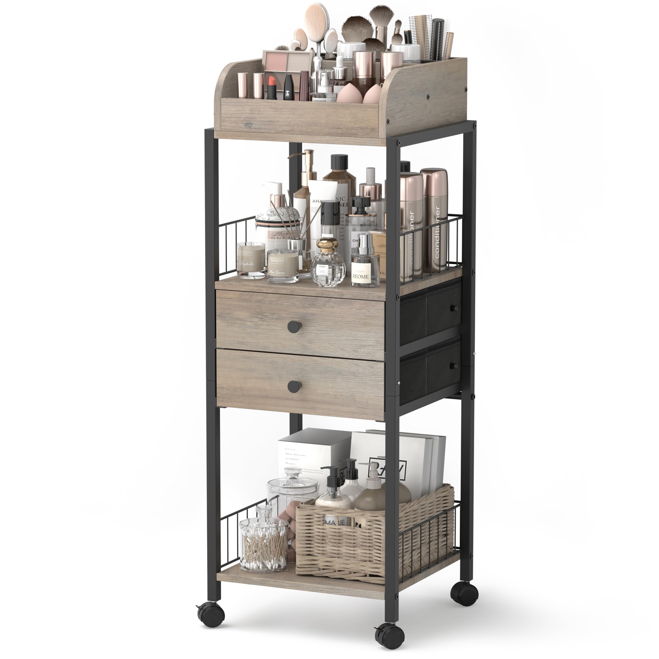SOLIMINTR Organisateur maquillage au sol avec tiroirs pour rangement efficace