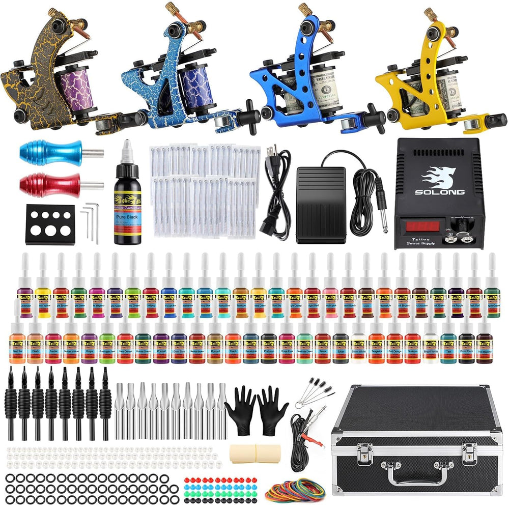 Solong Tattoo kit complet avec quatre machines pro.