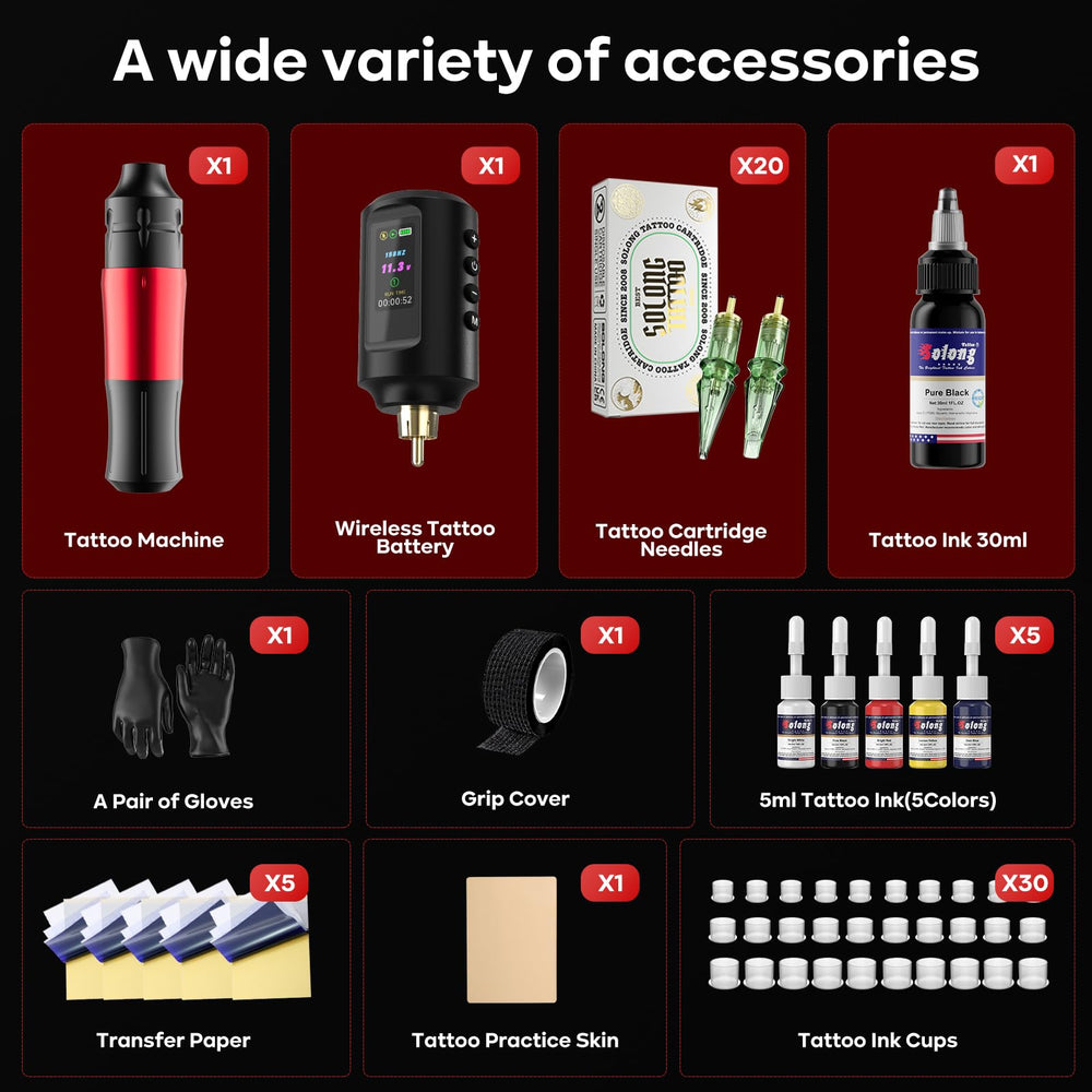 Solong Tattoo Kit : adapté débutants et professionnels pour la polyvalence.