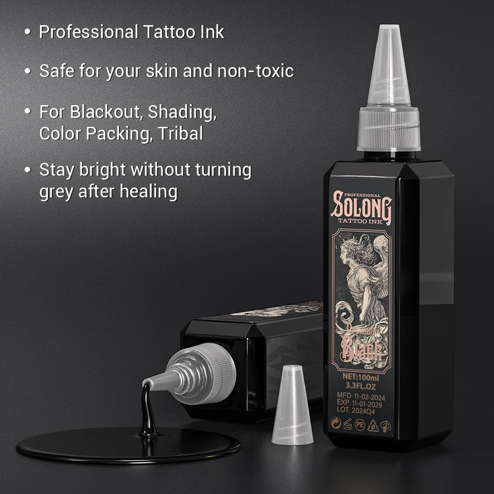 Solong Tattoo S Series noir pour mélange homogène et couleur durable.