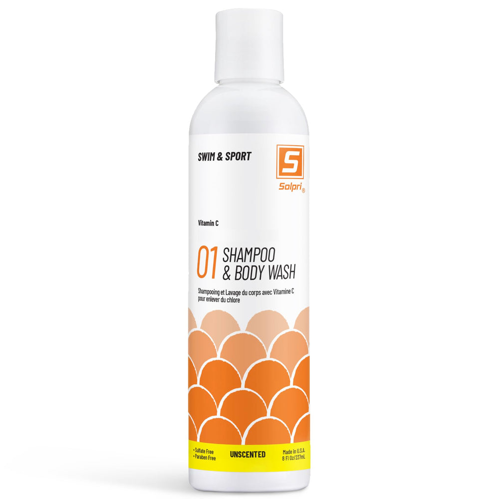 Solpri Swimmers Chlorine Shampoo bottle for post-swim cleansing and chlorine removal