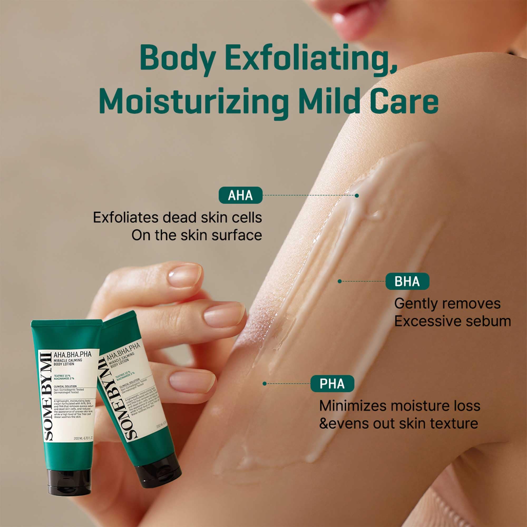 SOME BY MI Miracle Body Lotion : application facile des mains pour routine quotidienne.