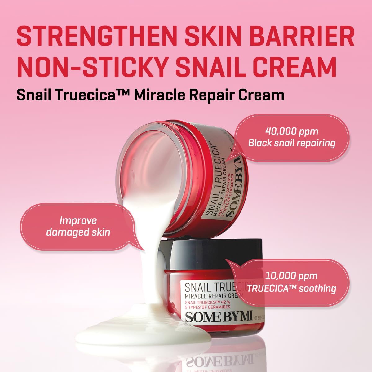 SOME BY MI Snail Truecica Crème texture cremeuse, hydratation rapide pour la peau