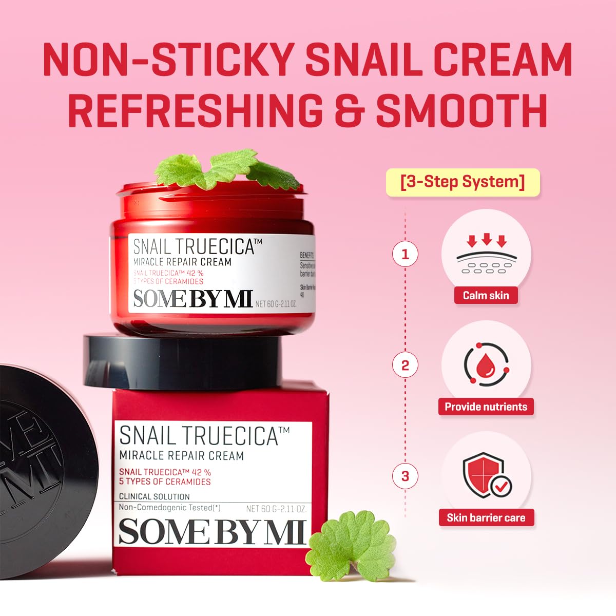 SOME BY MI Snail Truecica Crème avant-après: hydratation et effet protecteur