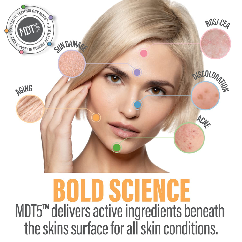 Texture peau et teint améliorés avec Somme Institute grâce à l'exfoliation douce.