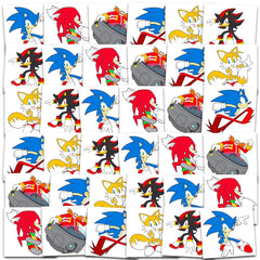 Sonic the Hedgehog tatouages personnages icones 2x2, parfaits comme cadeaux pour fête.