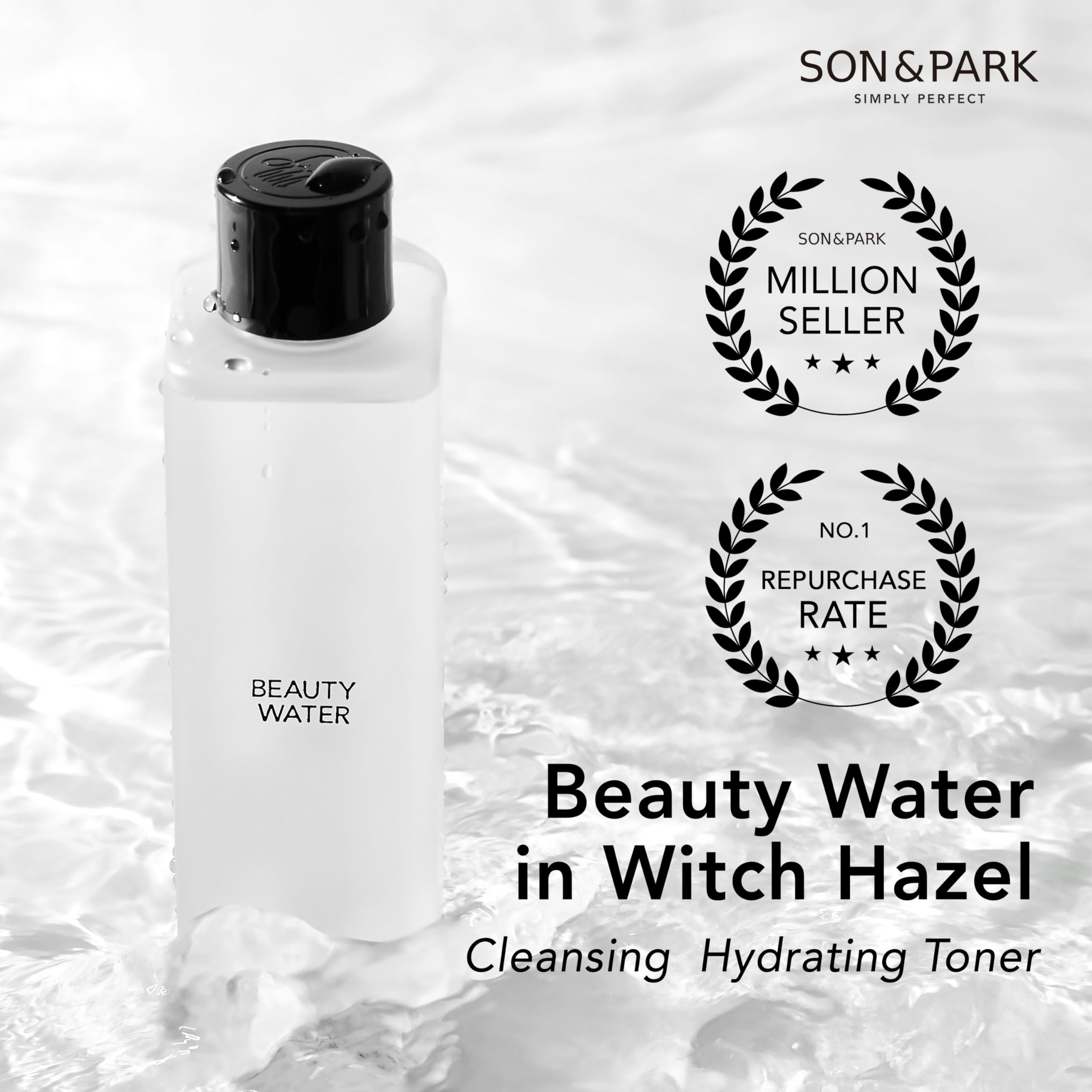 SON&PARK Beauty Water: flacon et infusion d'eau de rose damascène pour hydrater.