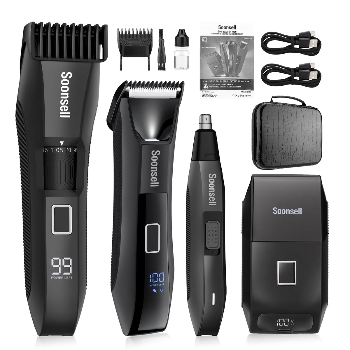 Soonsell trimmer barbe avec roue de réglage pour des longueurs précises jusqu’à 10 mm.