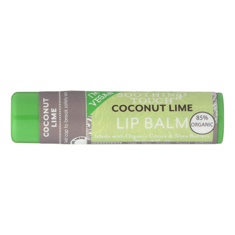 Soothing Touch baume à lèvres coco lime, hydratation douce et format pratique.