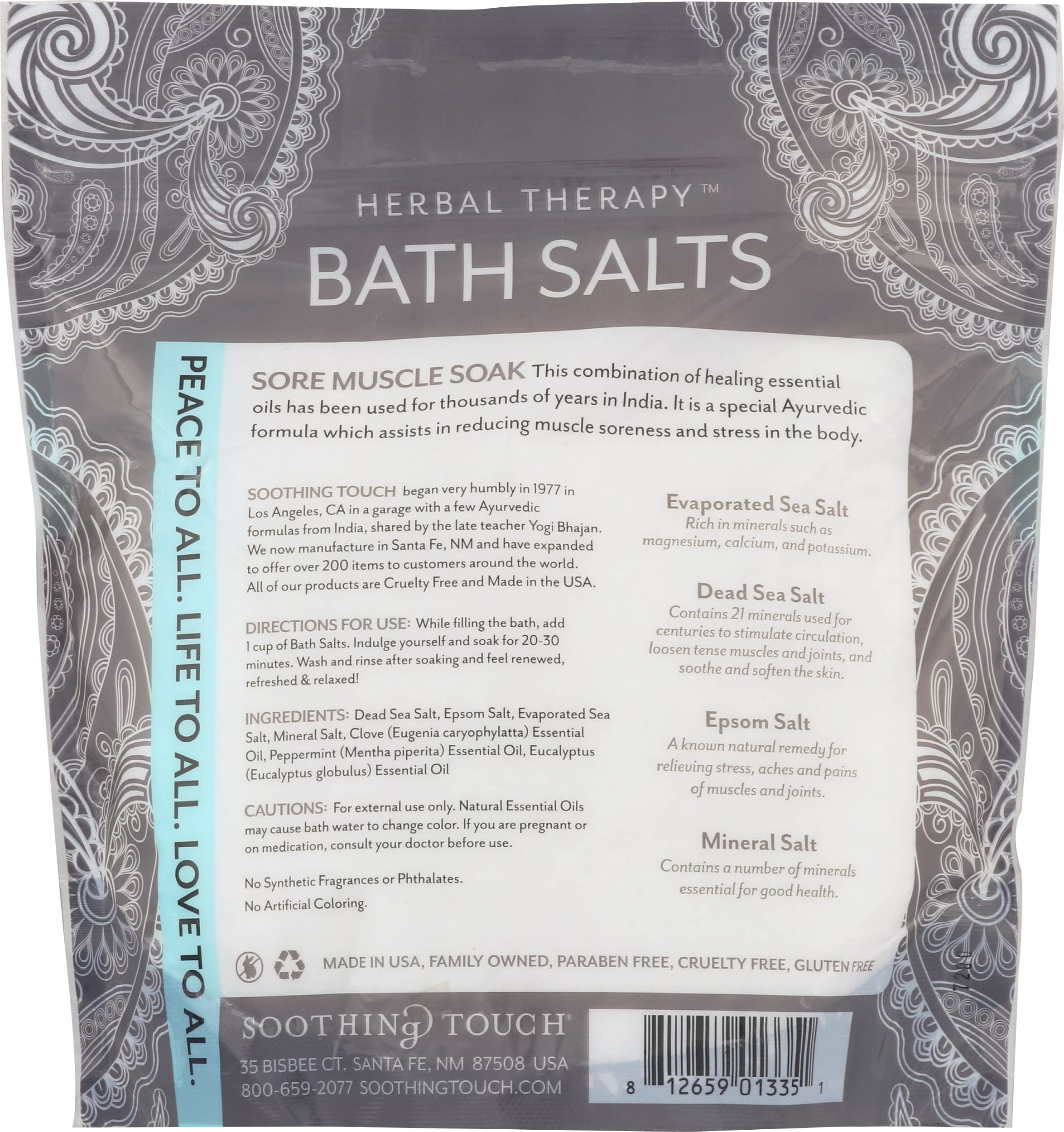 Soothing Touch dead-sea-salt crystals closeup – mineral-rich formula supports a soothing soak